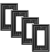 DEWENWILS 4-Pack Black Outlet Covers &amp; Switch Plates — Decorative Metal Wall Plates for Decorate ...
