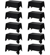 Dailyset 10-Pack Black Tablecloths for Rectangle Tables, 60 x 120 Inches, Stain-Resistant Polyest...