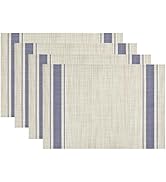 Niviy Blue Beige Placemats Set of 4, 12x18 Inch Heat Resistant Non-Slip Washable Durable Table Ma...