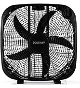 COSTWAY 3-Speed Box Fan, 20 Inches Portable Floor Fan with Knob Control, 2 Supporting Feet, Compa...