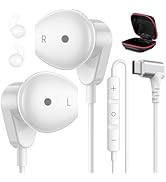 APETOO USB C Headphones for iPhone 17 Pro Max 16 15 iPad, Right Angle USB-C Wired Earbuds with Mi...