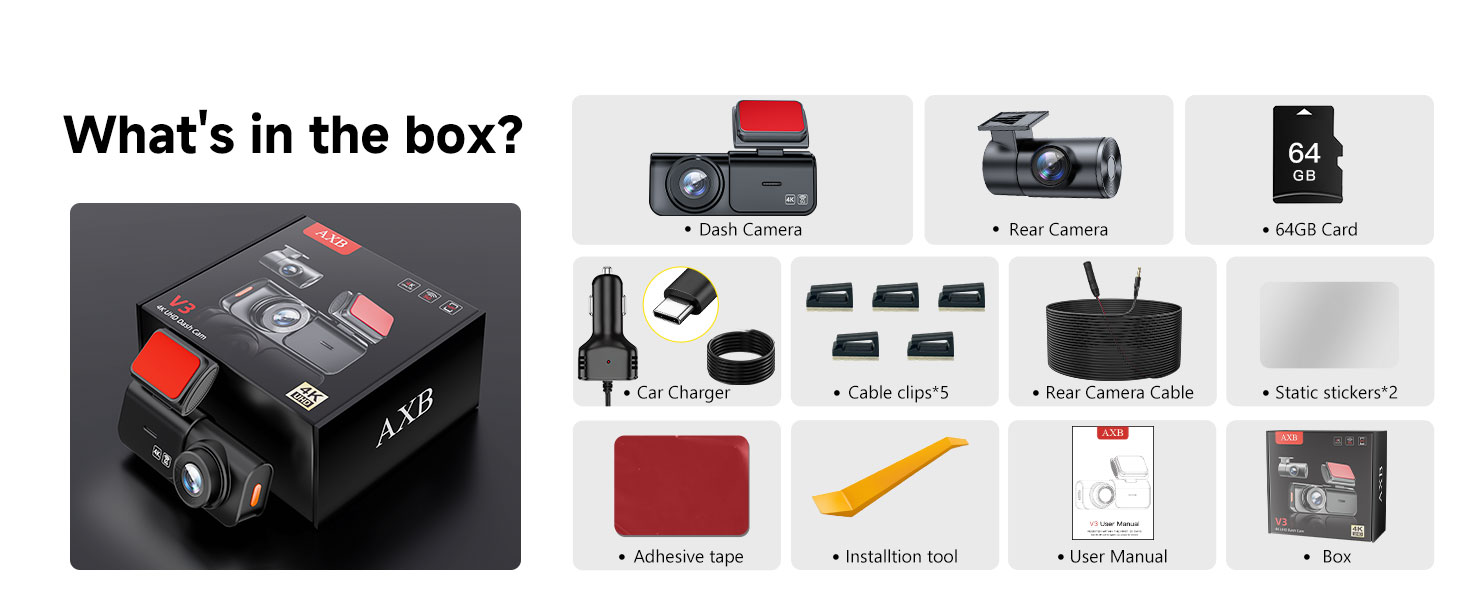 Dual Dash Cam Front and Rear: 4K+2.5K Dash Camera for Cars Built-in 5G WiF aPP Control Car Dashcam