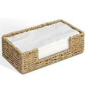 Graciadeco Bathroom Disposable Guest Towel Napkin Holder Long Seagrass Woven Rattan Wicker Table ...