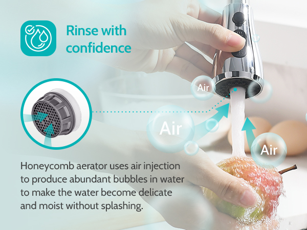 kitchen faucet with honeycomb aerator