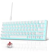 Snpurdiri Portable 60% Mechanical Gaming Keyboard, Ice Blue LED Backlit 61 Keys Mini Wired Office...