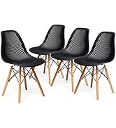 Giantex Set of 4 Modern Dining Chairs, Outdoor Indoor Shell PP Lounge Side Chairs with Mesh Desig...