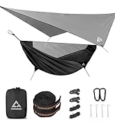 CROSSHIP Camping Hammock with Mosquito Net and Rain Fly Tarp - 2 Person Hammock Tent, Portable Pa...