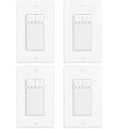 4 Pack Dimmer Light Switch, Single Pole Neutral Wire Required Dimmer Switch, for 150W Dimmable LE...
