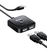 Biaze USB 2.0 Switch 2 in 1 Out &amp; 1 in 2 Out - Bi-Directional USB Sharing Switch for Printer, Key...