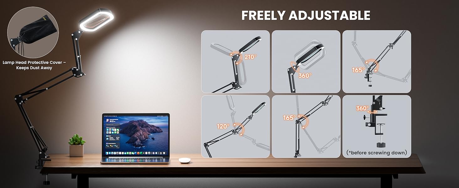 adjustable desk magnifying desk lamp