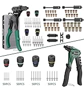 JiGiU 3 in 1 Rivet Nut Tool, Rivet Gun, Reamer Set with Heavy Duty Pop Rivet Gun Hand Riveter 360...