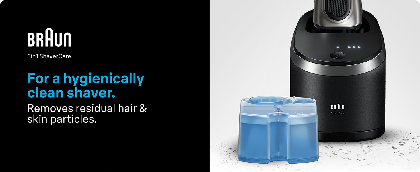 Braun 3in1 ShaverCare refills remove residual hair &amp; skin particles for a hygienically clean shaver.