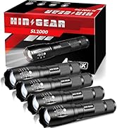 HinsGEAR 1 Mode Flashlights 4 Pack, Super Bright Zoomable LED Tactical Flashlight High Lumens, Wa...