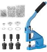 MAOPINER Hand Press Heavy Duty Eyelet Grommet Machine Kit with 3 Interchangeable Dies (1/4