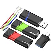 AreTop 16GB Flash Drive 3 Pack with Type C Adapter, Retractable USB 2.0 Thumb Drive Multicolor US...