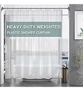 AmazerBath Plastic Shower Curtain Clear Premium PEVA, Clear Shower Curtain Heavy Duty 8G, Weighte...