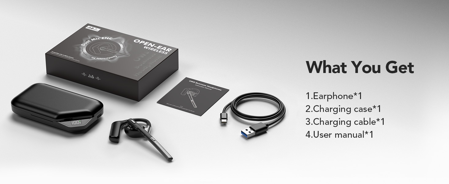 Earphone?Charging case?Charging cable?User manual