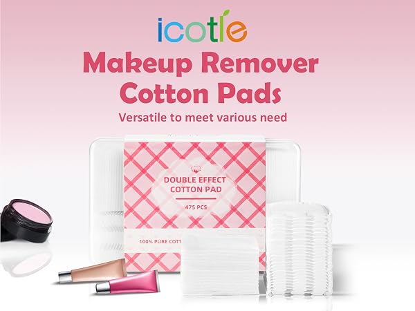 icotle 475Pcs Square Makeup Cotton Pads