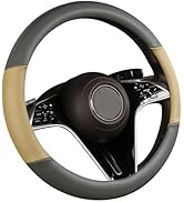 Cxtiy Genuine Leather Steering Wheel Cover with Ventilation Holes Luxury Cowhide,Breathable and A...