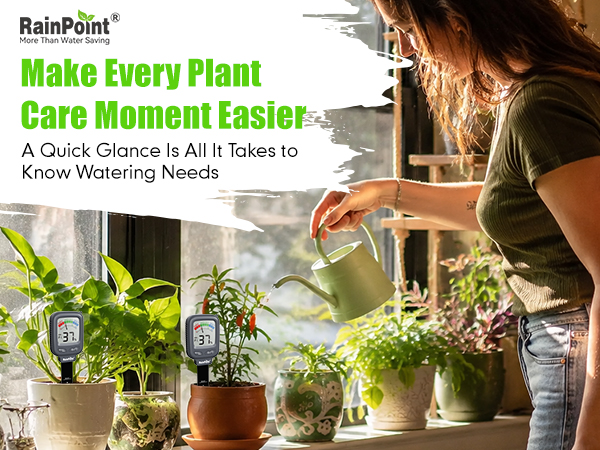 RAINPOINT Digital Soil Moisture Meter for Houseplants Indoor Easy Plant Care