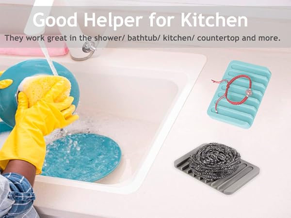 Premium Silicone Soap Holder &amp; Samp;amp;amp; Saver for Shower, Bathroom, Kitchen, Bath Tub, Sponges