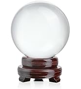 150mm/6inch Clear Crystal Ball with Wooden Stand Fortune Teller Mystical Quartz Ball Photography ...