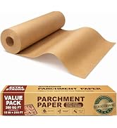 Jofuler 15 x 210 ft Unbleached Parchment Paper Roll with Serrated Cutter, 260 Sq.Ft Non-Stick Par...