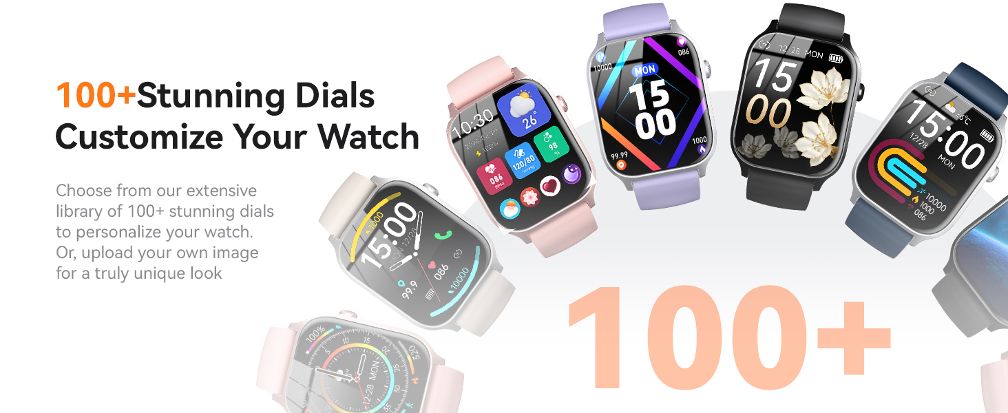 fitness watch with 100+ watch faces