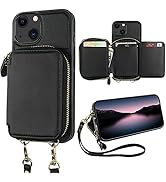 Bocasal RFID Blocking Wallet Case for iPhone 14 iPhone 13, Adjustable Crossbody Zipper Purse Case...