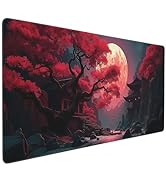 Buslint Extended Gaming Mouse Pad, 35.4 x 15.8 Inch Large Desk Mat, Red Moon Canyon Design, 3mm N...