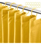 Eazzier Bath Yellow Fabric Shower Curtain or Liner - Leaf Weave Textured Thin Cloth Shower Curtai...