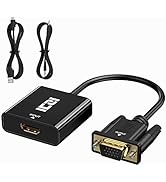 ICZI Active HDMI to Vga Adapter with 3.5mm Audio Jack and Micro USB Converter for PC, Laptop, Tab...
