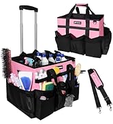 VSHXENG Large Rolling Cleaning Caddy Bag with Wheels, with Detachable Trolley, Cleaning Bags on W...