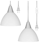 DEWENWILS Plug in Pendant Light, Hanging Light with 15Ft Clear Cord, On/Off Switch, Frosted Plast...