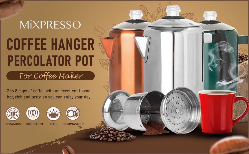 Mixpresso Stainless Steel Stovetop Coffee Percolator