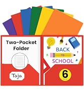 Taja Plastic Folders with Pockets (6 Pack, Assorted Bright Colors), 2 Pocket Folders with Busines...