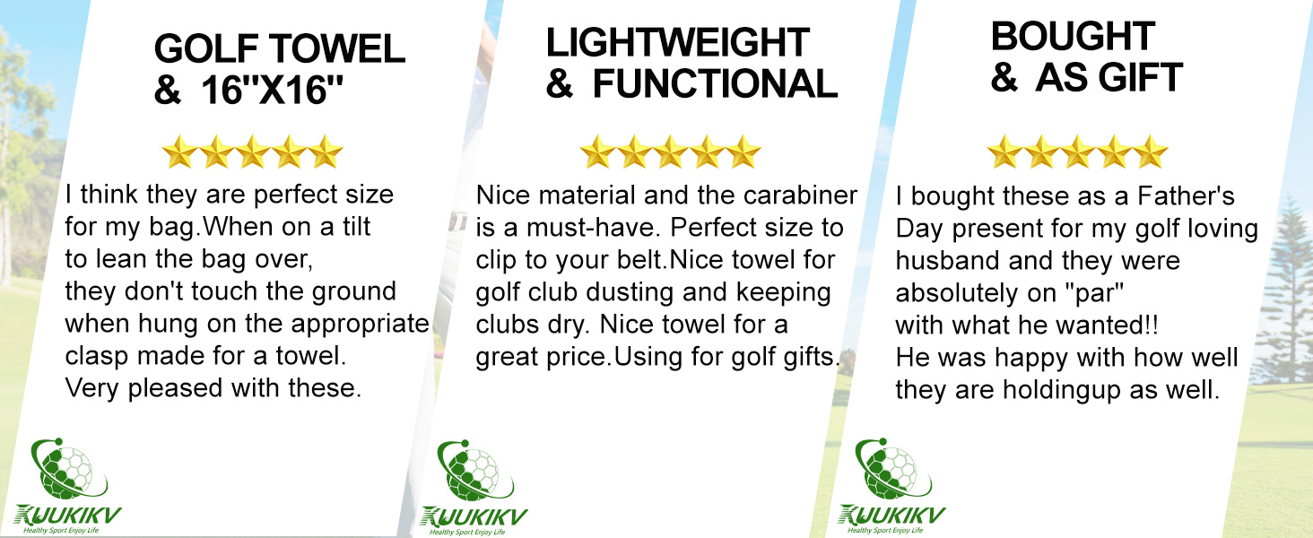  KUUKIKV 16" x 16" Premium Microfiber Waffle-Pattern Golf Towel with Aluminum Carabiner Clip