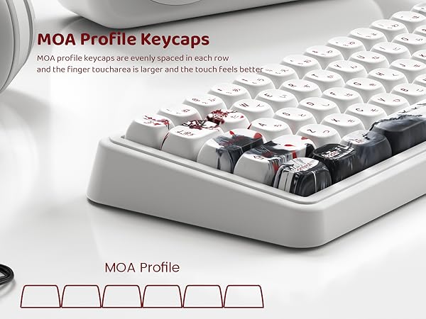 White Japanese PBT Keycap Set,Cherry Blossom MOA Profile Keycaps,Dye-Sub Custom Keyboard Key caps