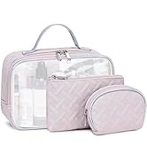 Bluboon 3 Pcs Makeup Bag Clear Travel Toiletry Bags TSA Approved Cosmetic Pouch for Girls Women W...