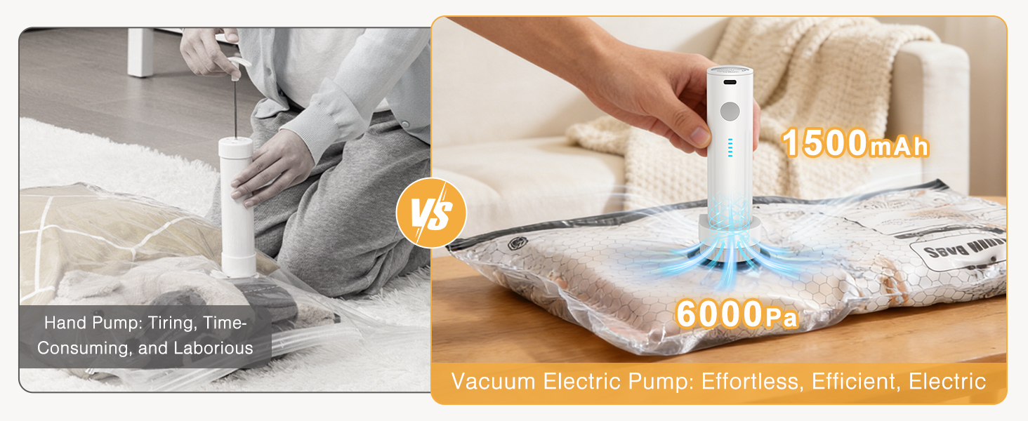 Vacuum Storage Bags with Electric Pump, Vacuum Seal Bags for Clothing Travel