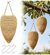 3 Pack Large Crochet Wasp Nest Decoys – Faux Woven Hornet Nest Deterrent Outdoor Hanging Decorati...