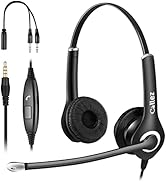 Cell Phone Headset with Microphone Noise Cancelling, 3.5mm Computer Headphones for iPhone Samsung...