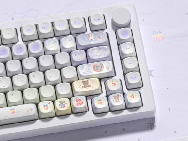 Cute PBT Keycaps Set,Kawai Keycaps MOA Profile,Colored Creamy Keycap