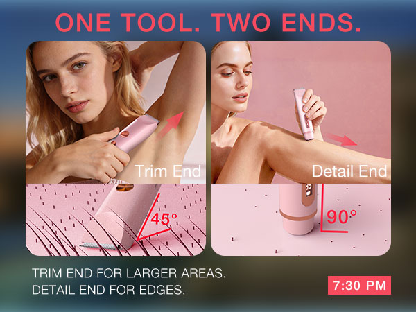 Bikini Trimmer for Women Dual Heads,Gentle Electric Razor Bikini Line,Underarms,Legs,Facial USB-C