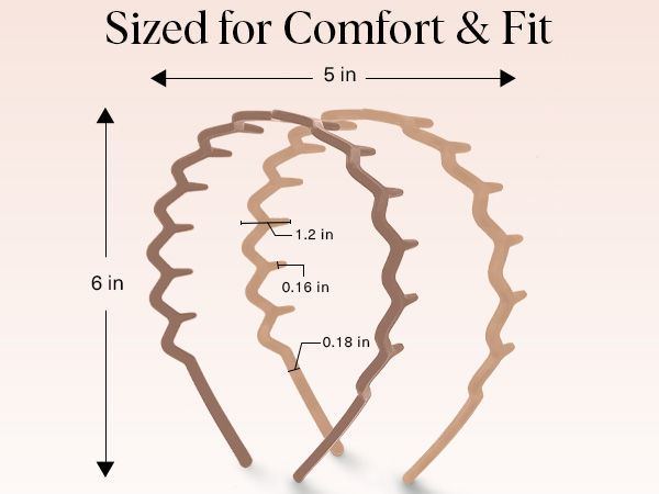 Zig Zag Headbands, Recycled Plastic Wavy Hair Band with Teeth, Headbands for Women and Men
