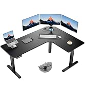 HUANUO 63? Dual Motor L-Shaped Standing Desk, Built-in Power Outlets, Electric Height Adjustable ...
