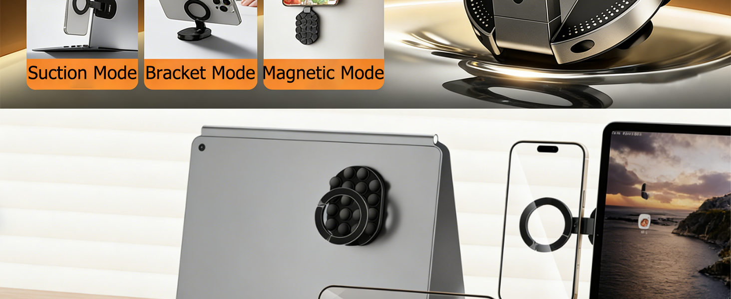 3-in-1 Magnetic Suction Cup Phone Mount with Suction