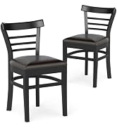 Giantex Wooden Dining Chairs Set of 2, PU Leather Upholstered Kitchen Chair w/Rubber Wood Legs, P...