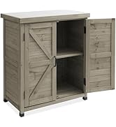 Casafield Outdoor Garden Potting Bench with Metal Tabletop and Storage Cabinet - Wooden Outdoor G...