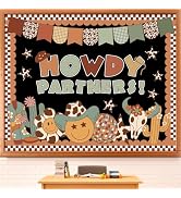 AnyDesign 76 Pcs Western Cowboy Bulletin Board Decoration Retro Groovy Brown Wild West Howdy Part...